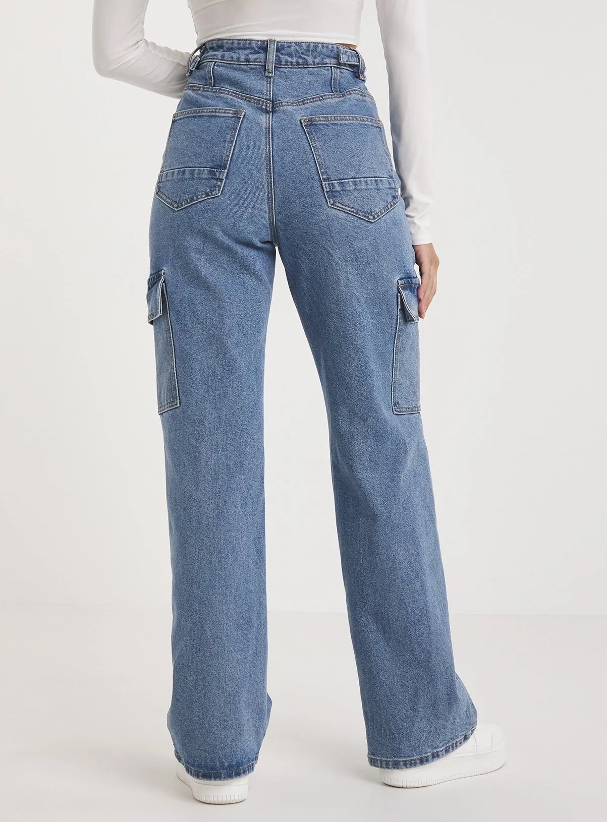 Buy SIMPLY BE High Rise Straight Leg Blue Cargo Jean 30 | Jeans | Tu