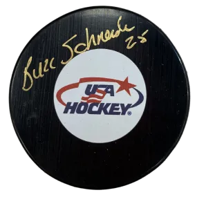 Buzz Schneider Autographed USA Hockey Logo Puck