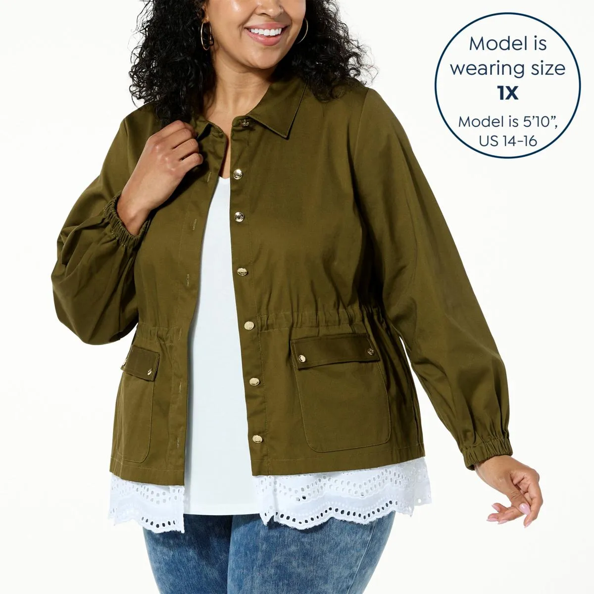      C Wonder by Christian Siriano Mixed Media Utility Jacket     