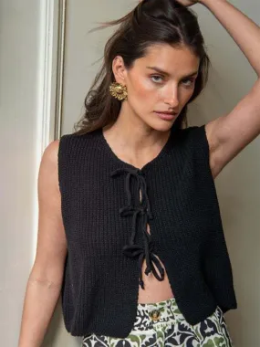 Cami Top Knitted Lace Up Sleeveless Girls Women Top