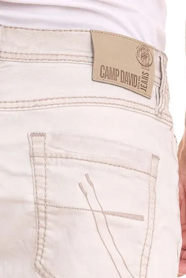 CAMP DAVID jeans shorts uomo cotone pantaloni jogging denim con risvolto 92814533 beige