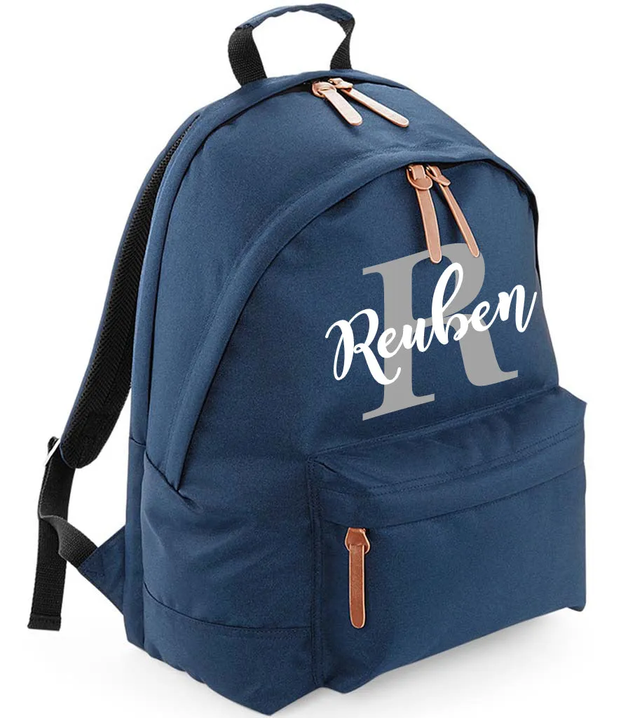 Campus Laptop Backpack Personalised With Name and Initial Navy or Black