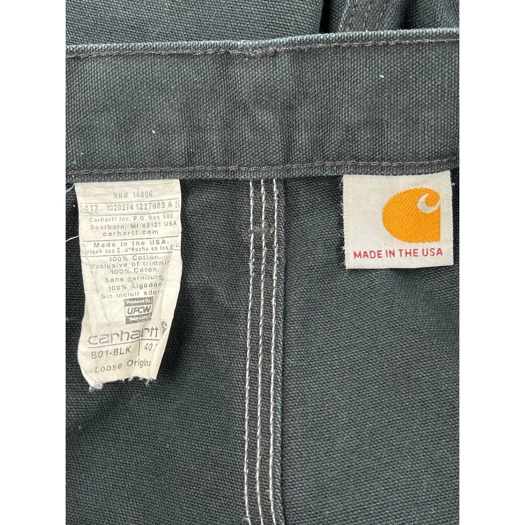 Carhartt B01 BLK Loose Original Trousers - 38W 25L - Black Cotton