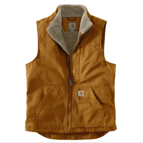 Carhartt Men's Loose Fit Washed Duck Sherpa-Lined Mock-Neck Vest