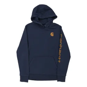Carhartt Spellout Hoodie - Medium Navy Cotton Blend