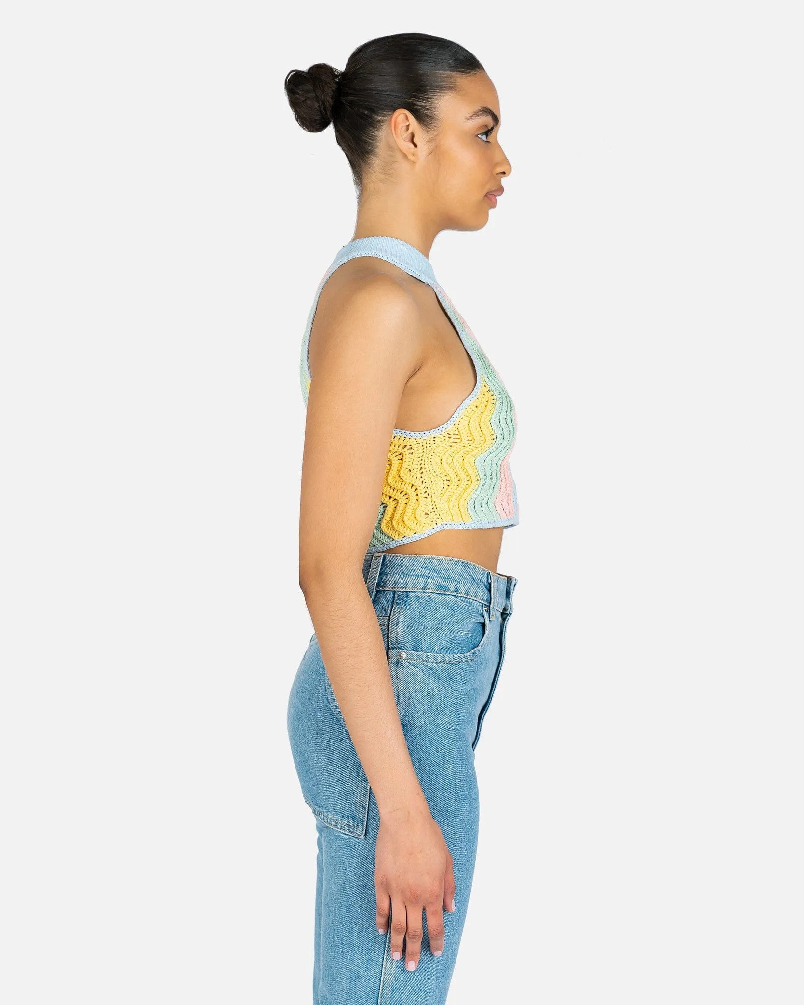 Casablanca Sleeveless Top in Rainbow Gradient
