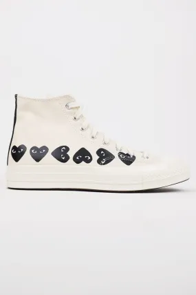 CdG PLAY x Converse Chuck Taylor Hi - White/Black Hearts
