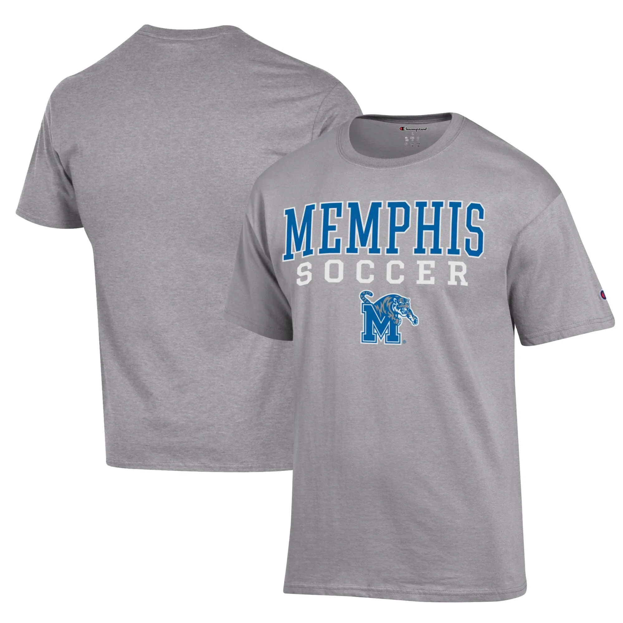 Champion Memphis Tigers Gray Soccer Stack Logo Powerblend T-Shirt