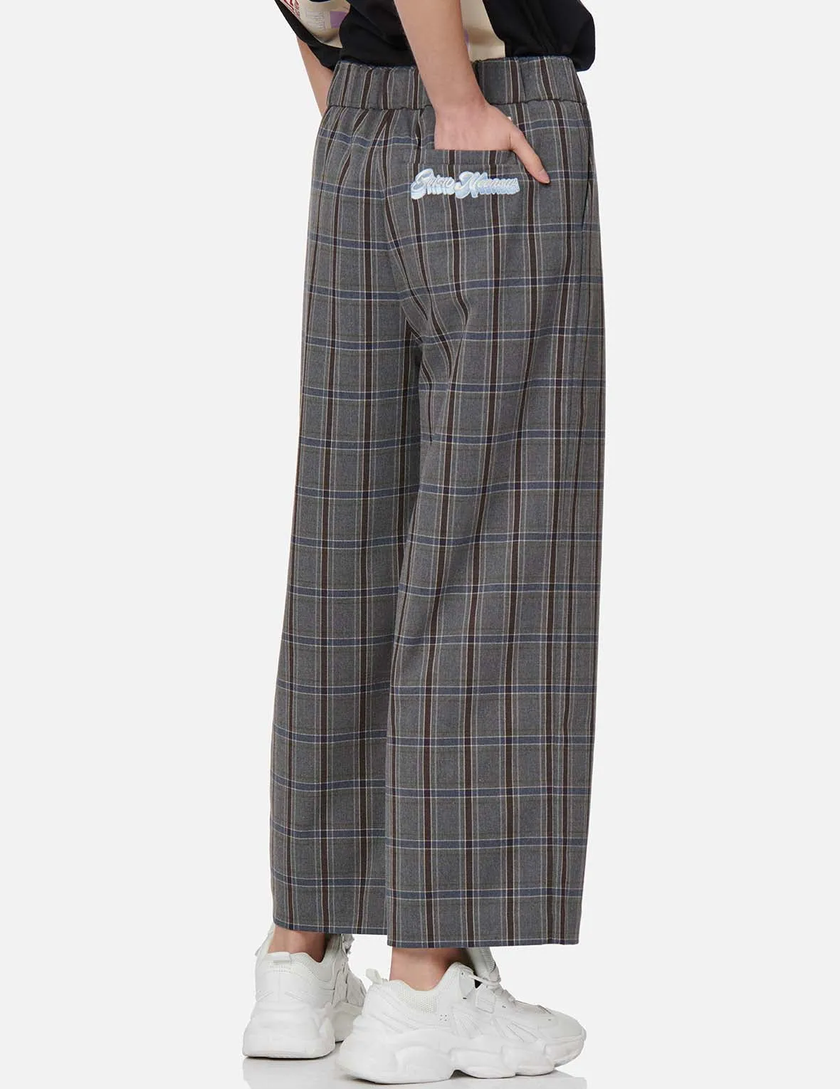 Checked Wide-leg Pants