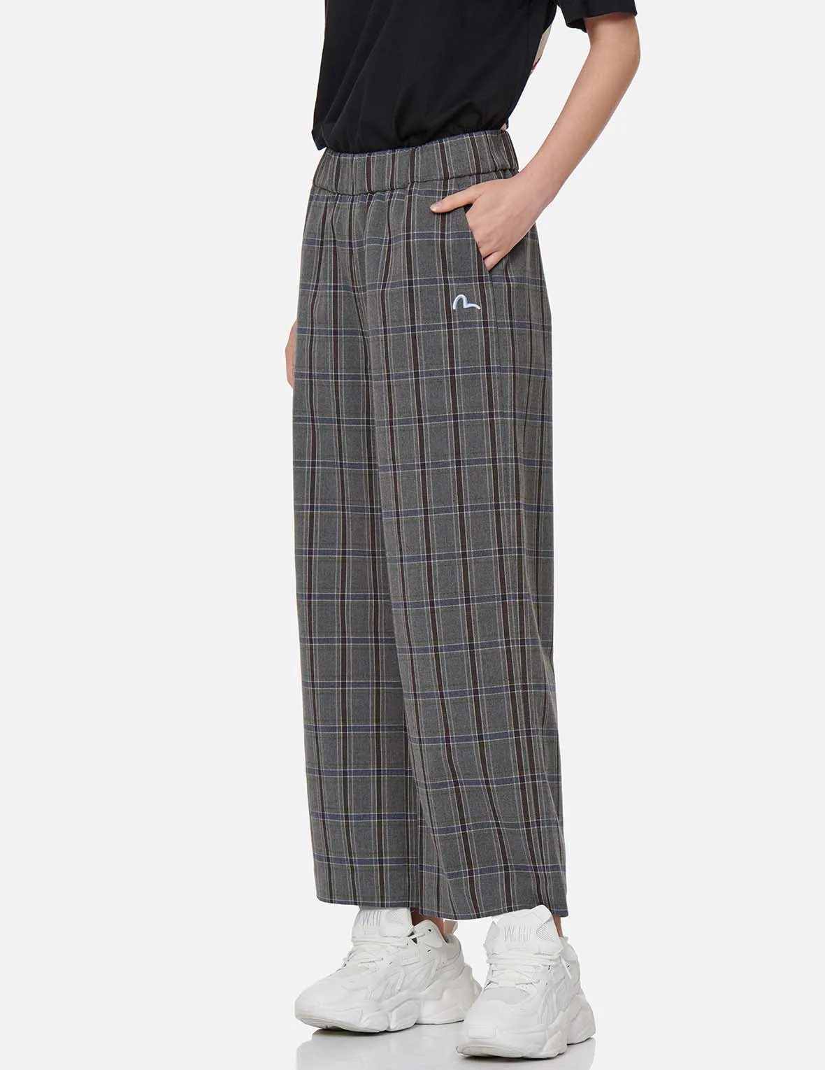 Checked Wide-leg Pants