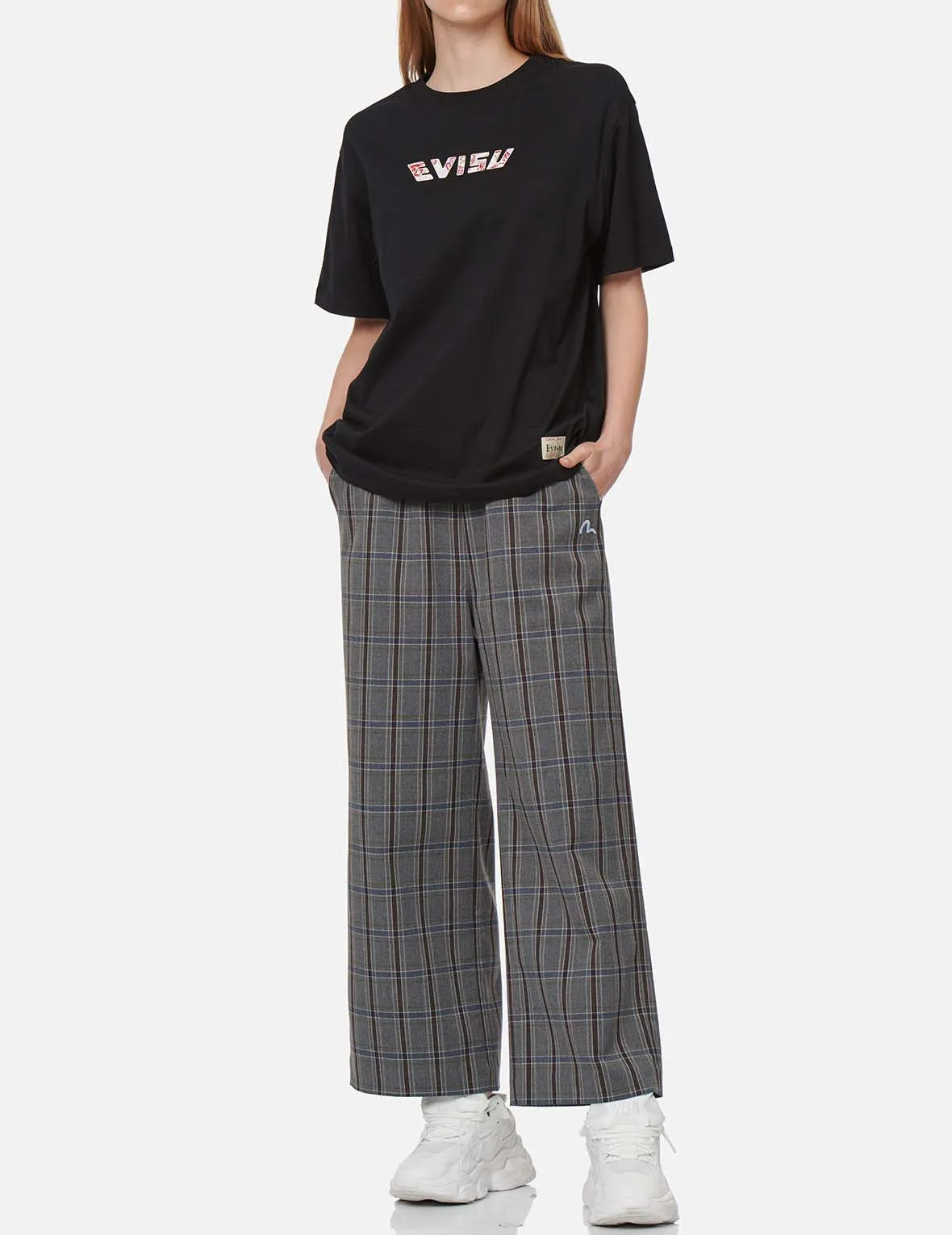 Checked Wide-leg Pants