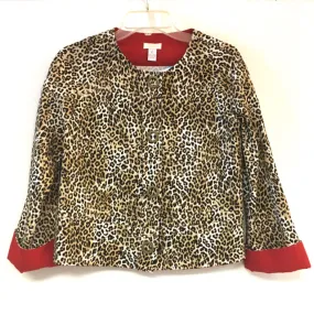 Chico's Size M Brown black Animal Print Snaps Jacket