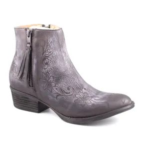 Circle G By Corral Women's LD Floral Laser Design Ankle Boot Grey