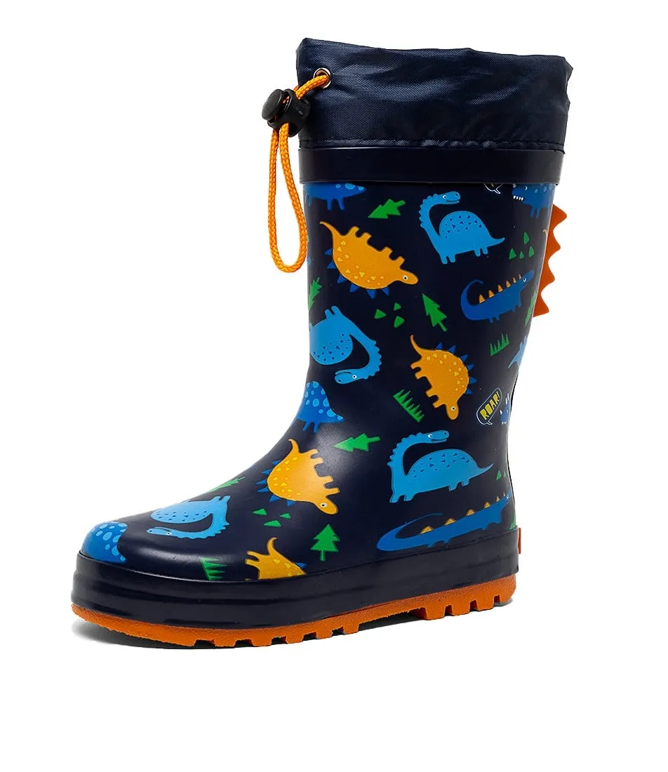 CLARKS Puddles B Ck Tot Navy Orange Rubber