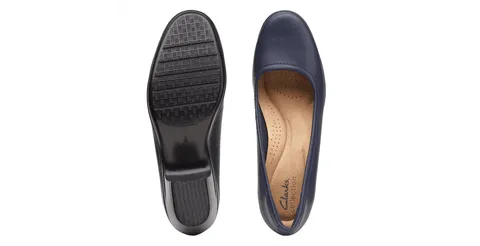 Clarks Womens Emily Belle Pumps -Navy Leather