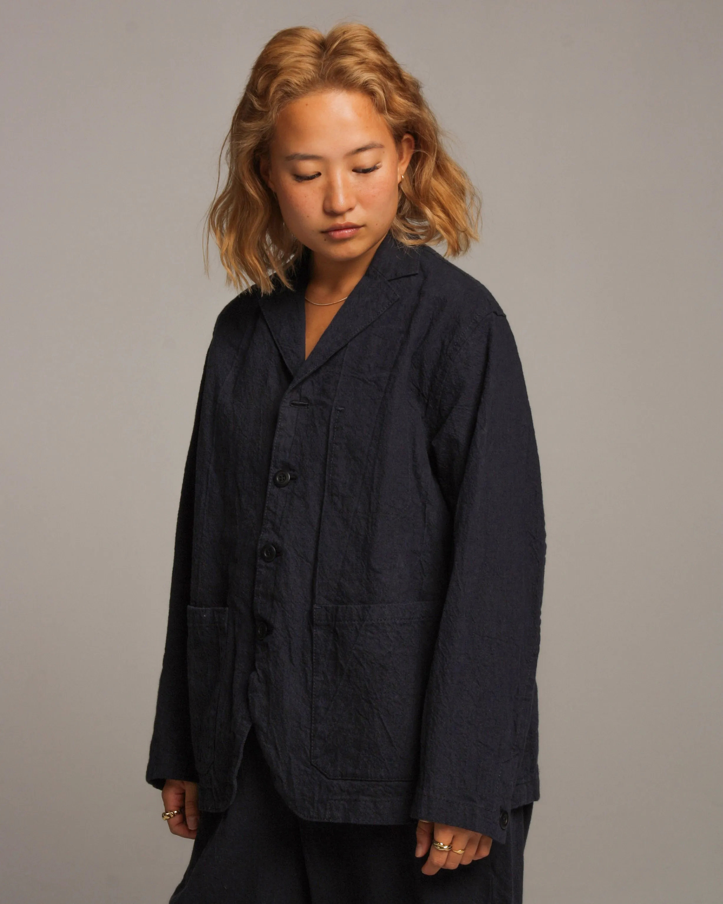 Classic Navy Linen Jacket
