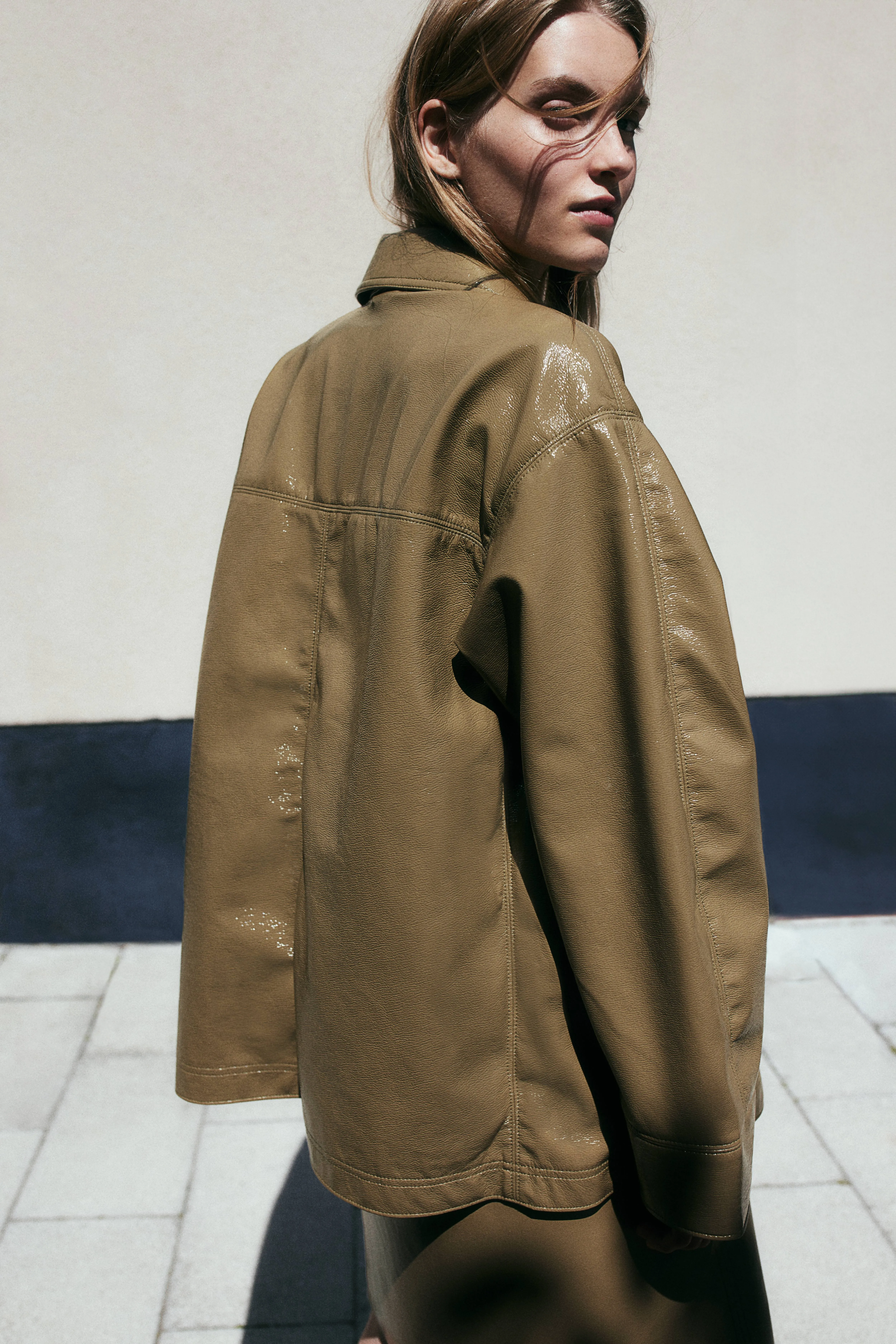 Coated utility jacket - Long sleeve - Regular length - Dark beige - Ladies | H&M GB