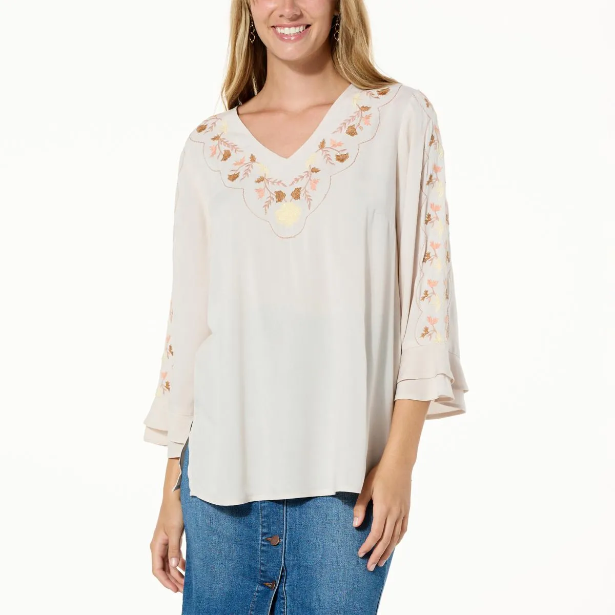      Colleen Lopez Embroidered Woven Tunic     