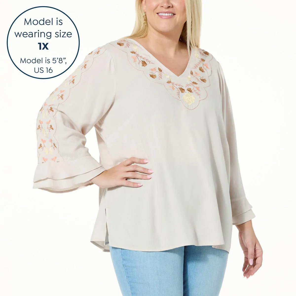      Colleen Lopez Embroidered Woven Tunic     