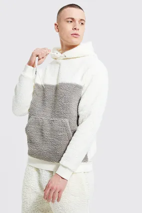 Colour Block Borg Hoodie