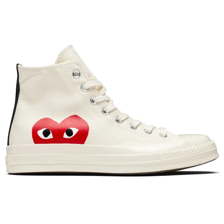 Comme des Garons PLAY x Converse Chuck 70 HI, Unisex - Off White