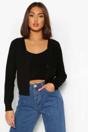 Compact Knit Cardigan And Bralet Two-Piece