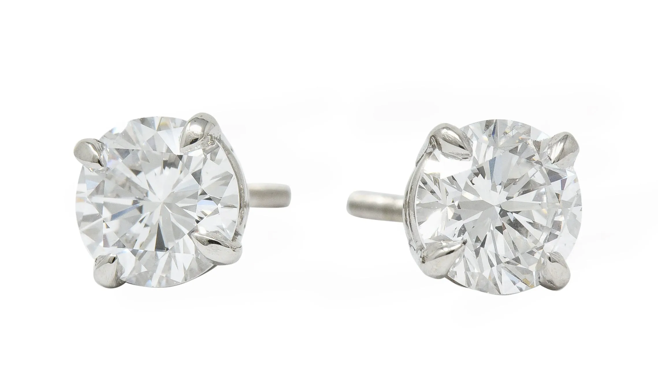 Contemporary 1.65 CTW Diamond Platinum Stud Earrings GIA