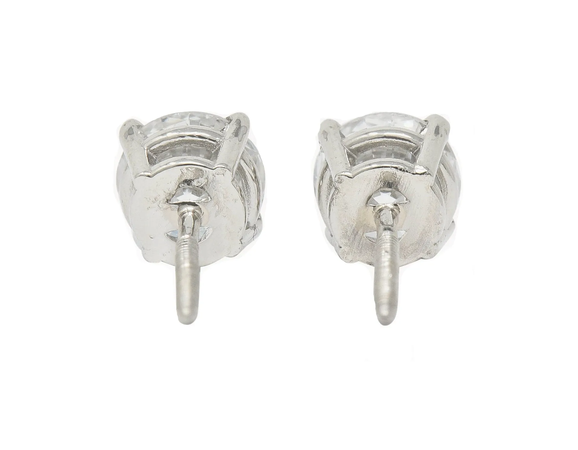 Contemporary 1.65 CTW Diamond Platinum Stud Earrings GIA