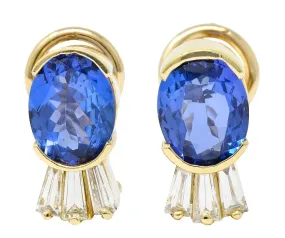 Contemporary 3.32 CTW Tanzanite Diamond 14 Karat Gold Earrings