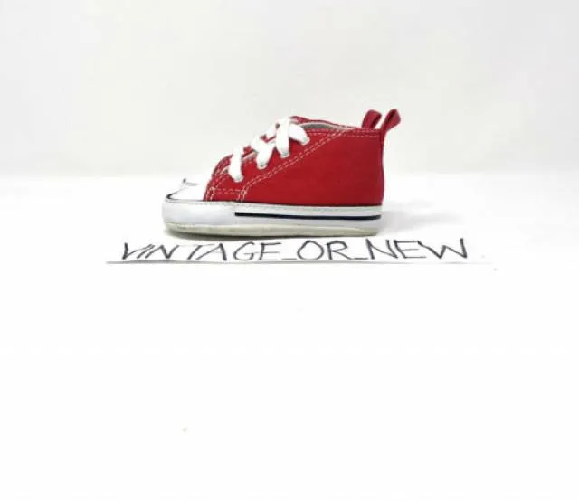 Converse First Star Chuck Taylor CT Hi Red Canvas Crib 8...