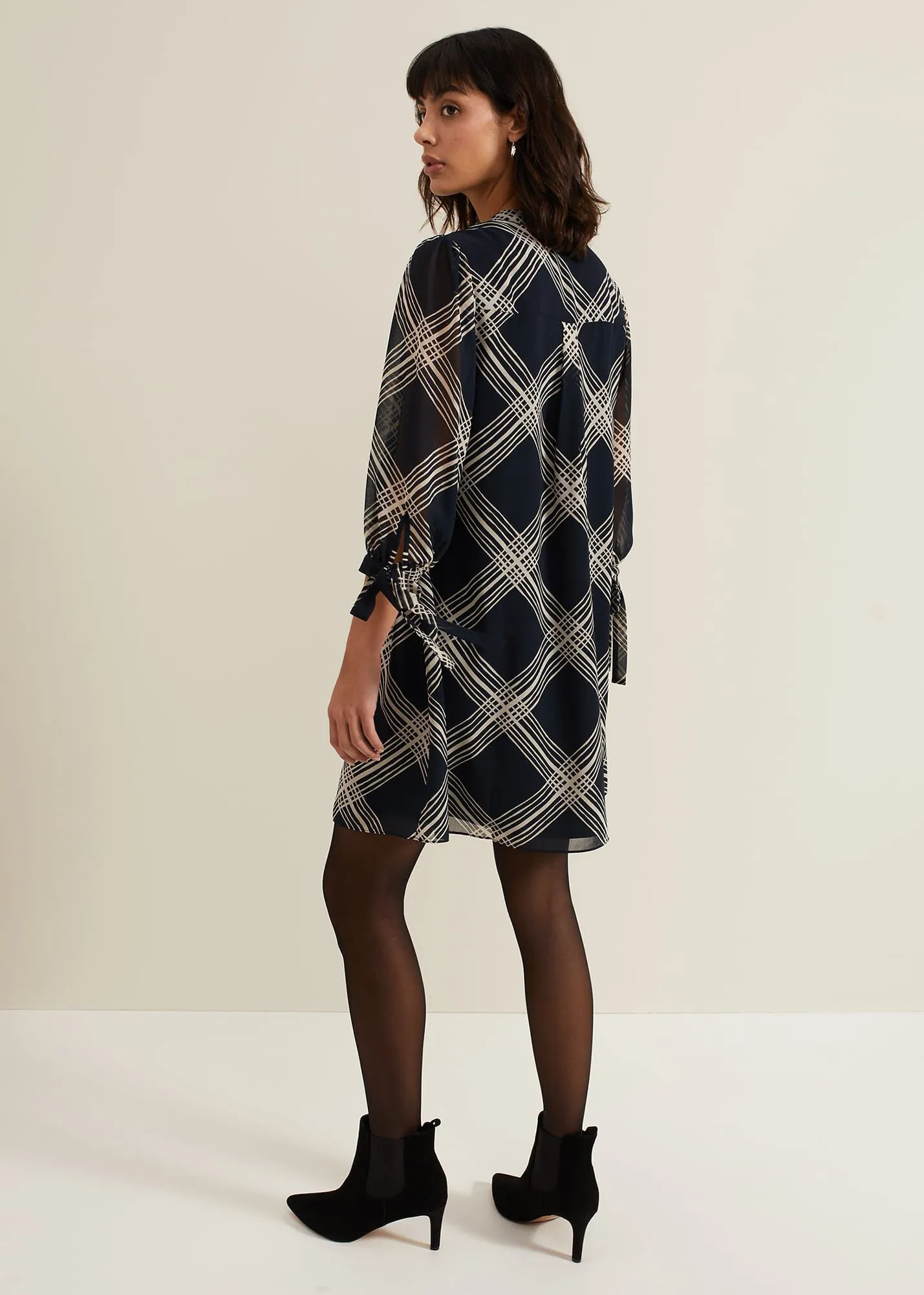 Cora Check Navy Tunic Dress