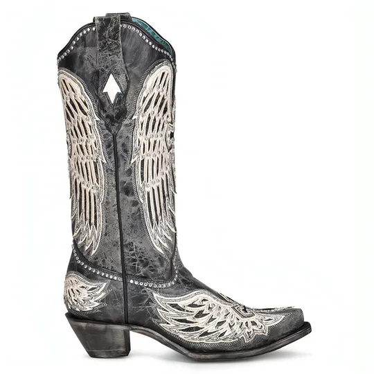 Corral Boot Ladies Black Cross & Wings Studs