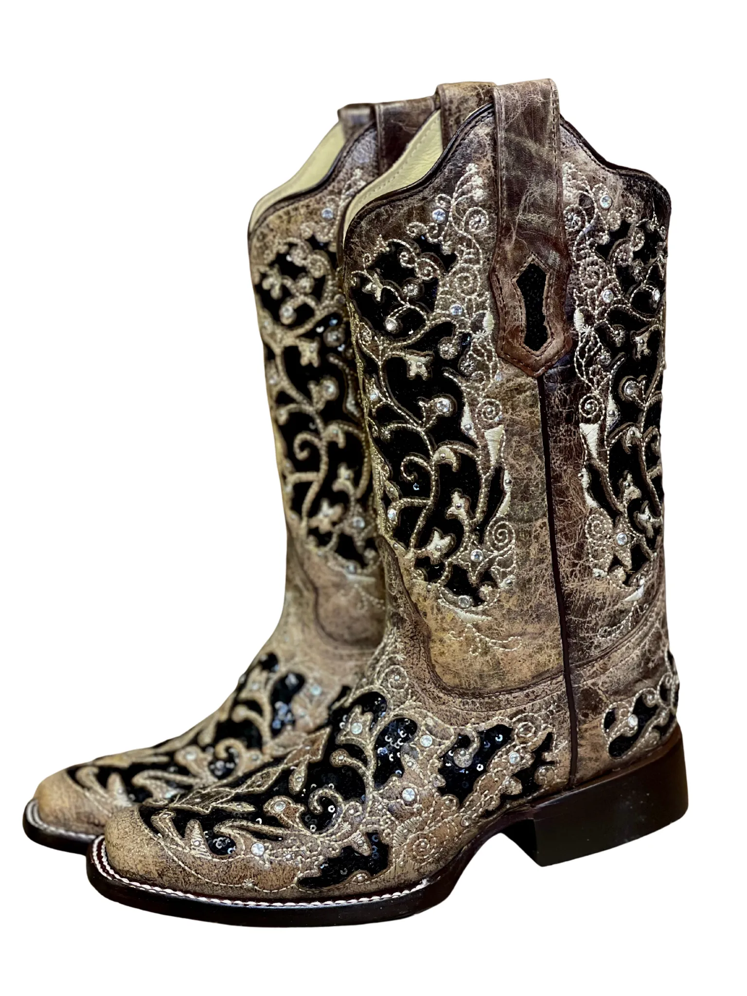 Corral Bronze Black Glitter Inlay Western Boot