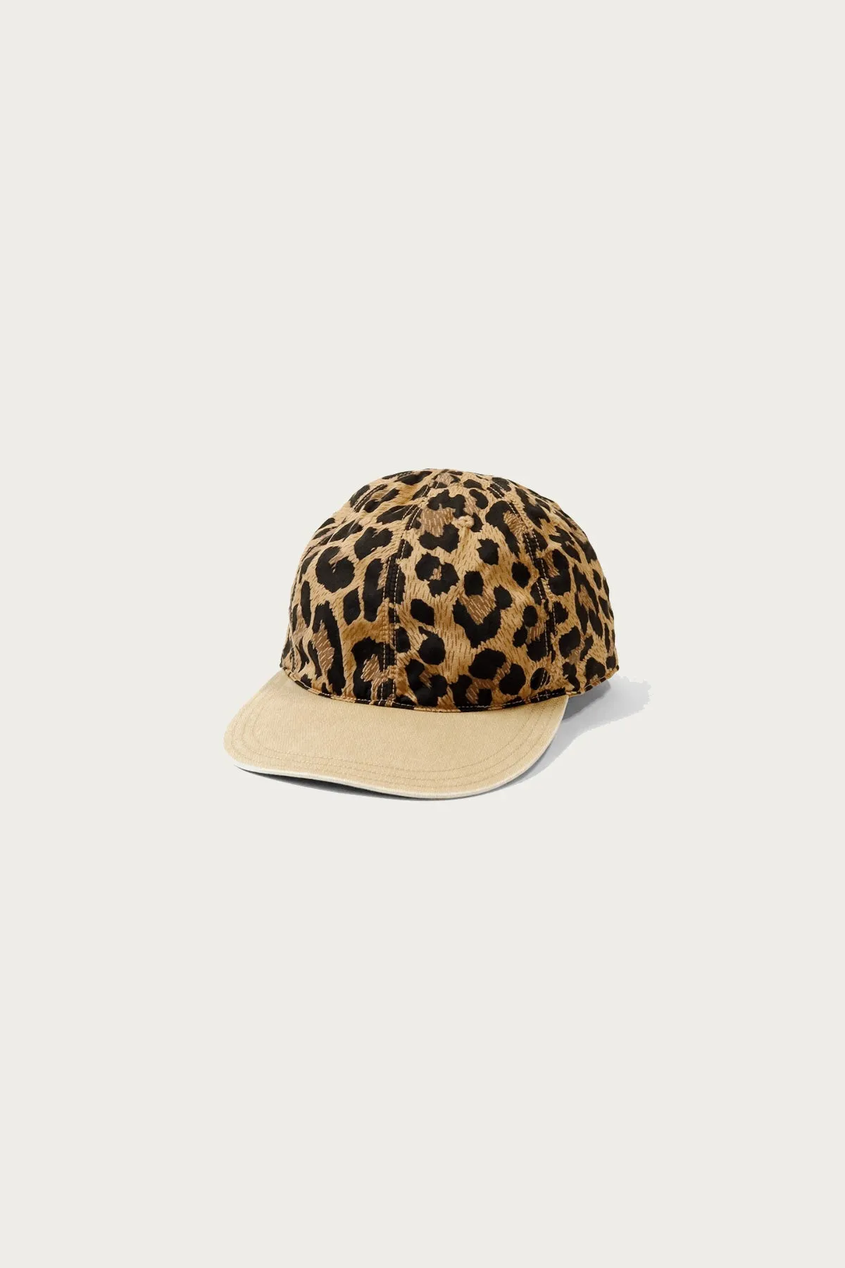 Cotton Herringbone Leopard Baseball Cap - Brown
