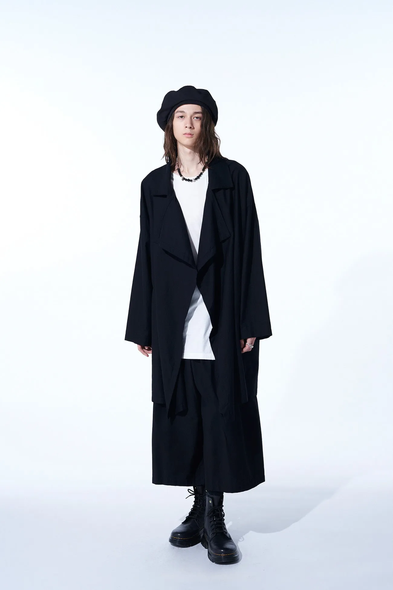 COTTON TWILL CROPPED WIDE PANTS WITH GUSSETED FLAP POCKET