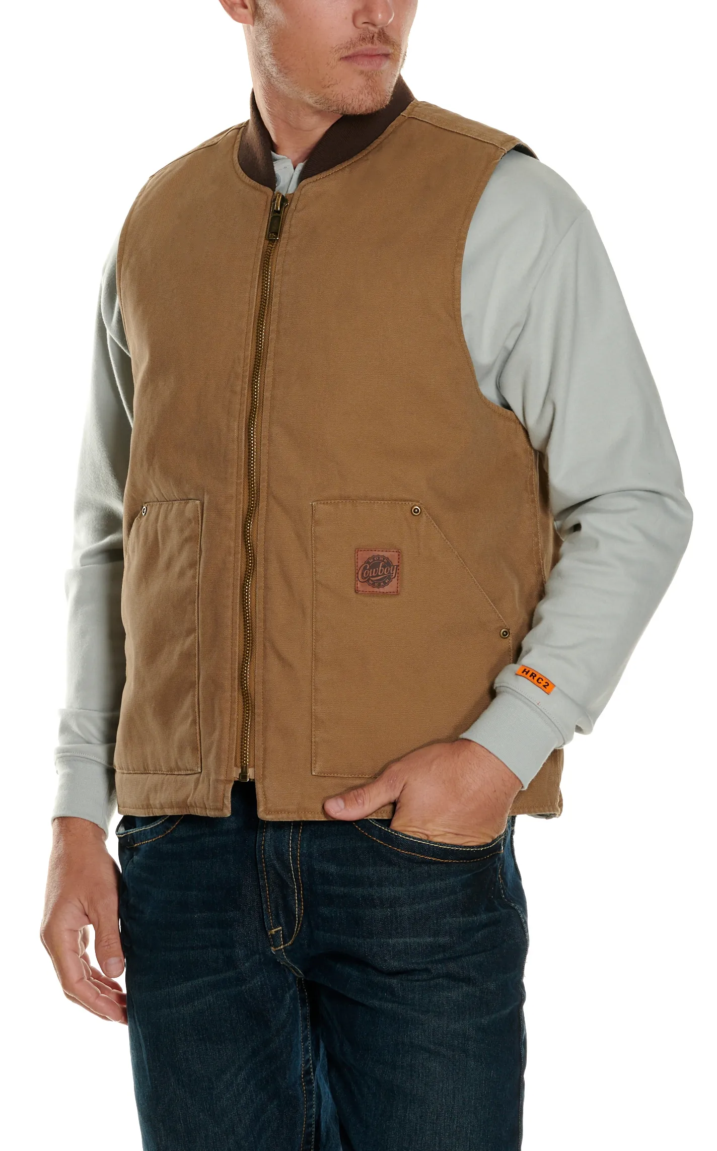 Cowboy Workwear Men's Tan Washed Canvas Vest - Big & Tall