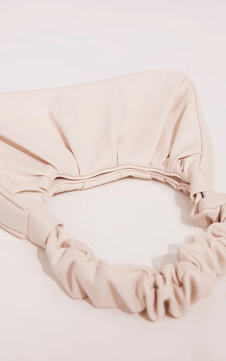 Cream Extreme Ruched Handle Shoulder Bag