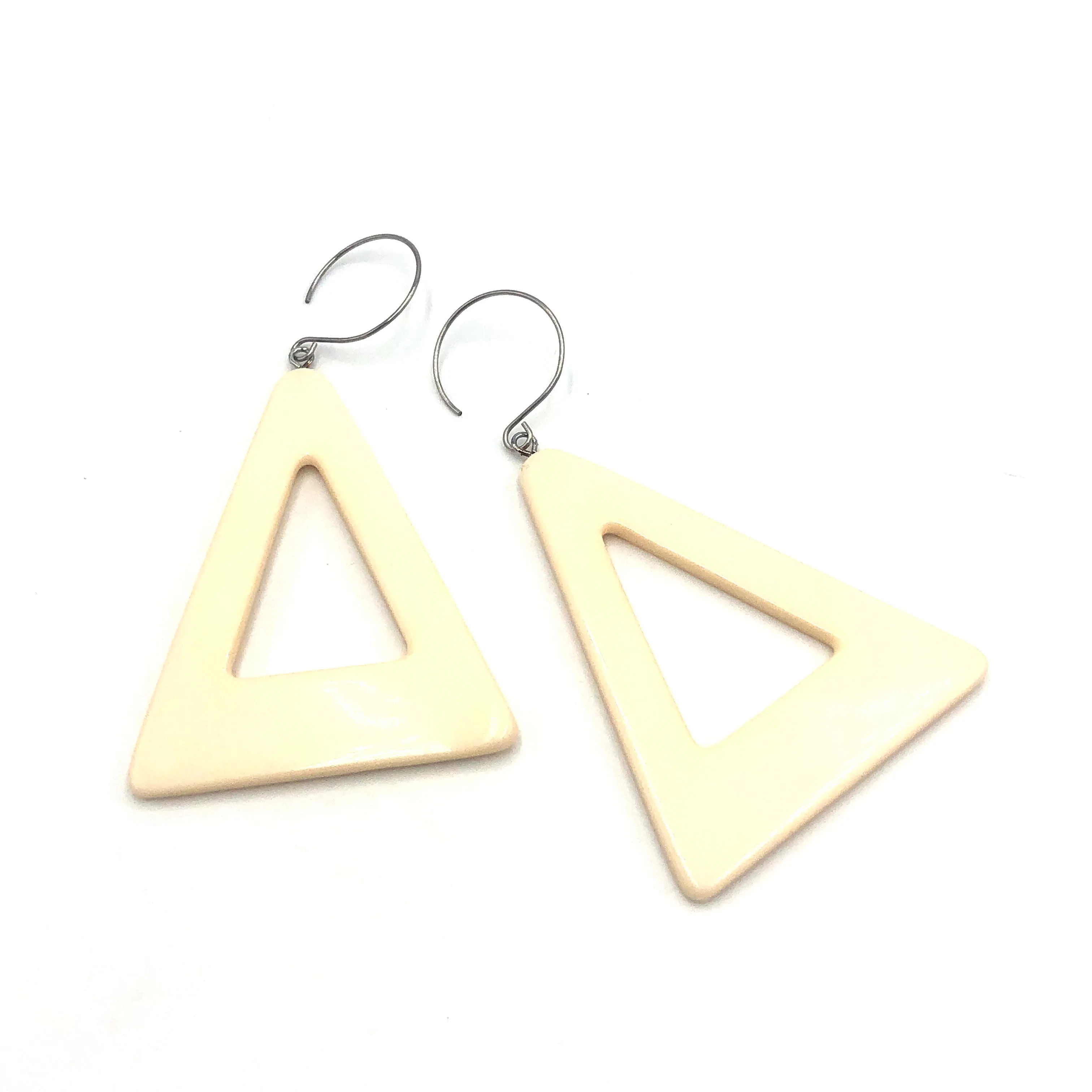 Cream Jumbo Triangle Drop Earrings