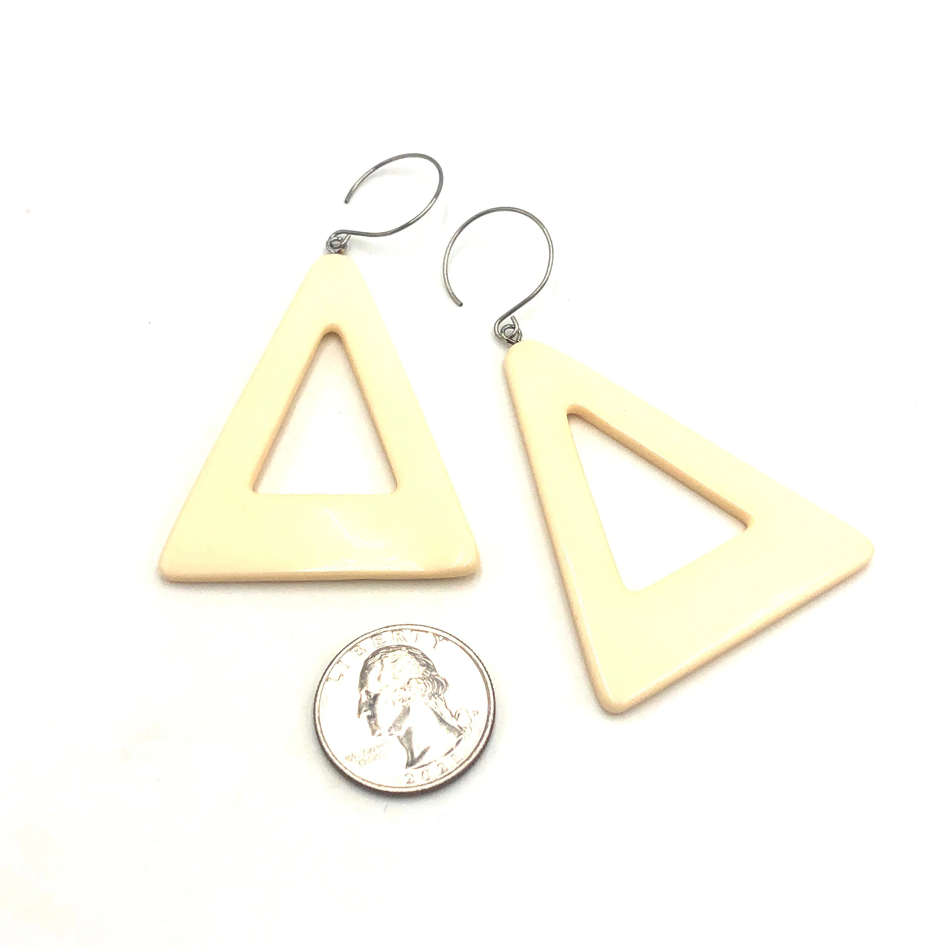 Cream Jumbo Triangle Drop Earrings