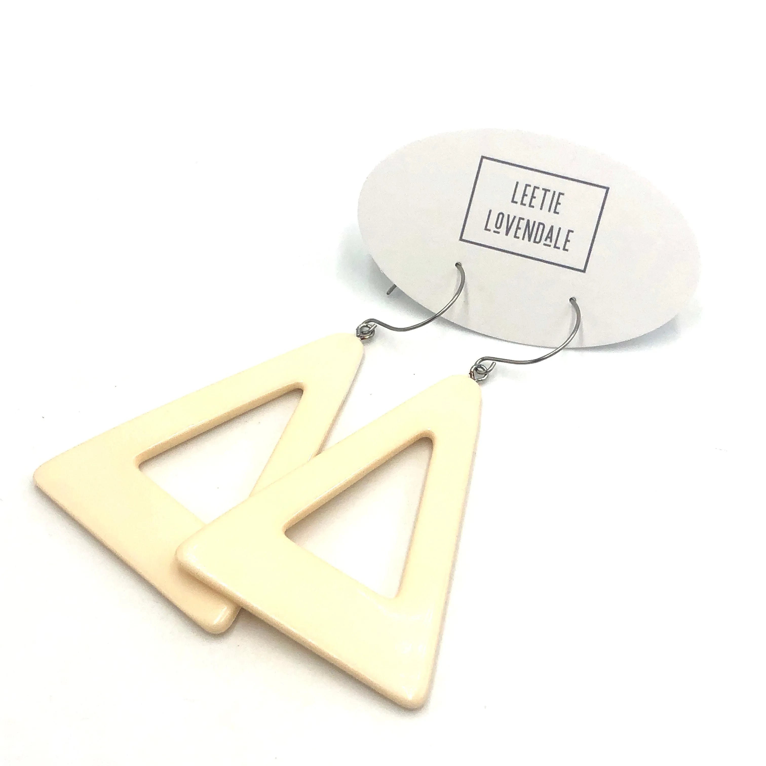 Cream Jumbo Triangle Drop Earrings