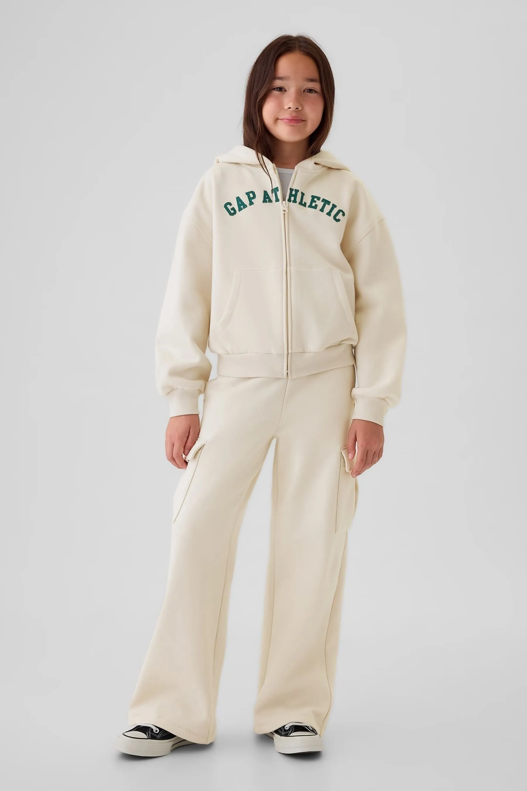 Cream Vintage Soft Wide Leg Cargo Joggers (4-13yrs)
