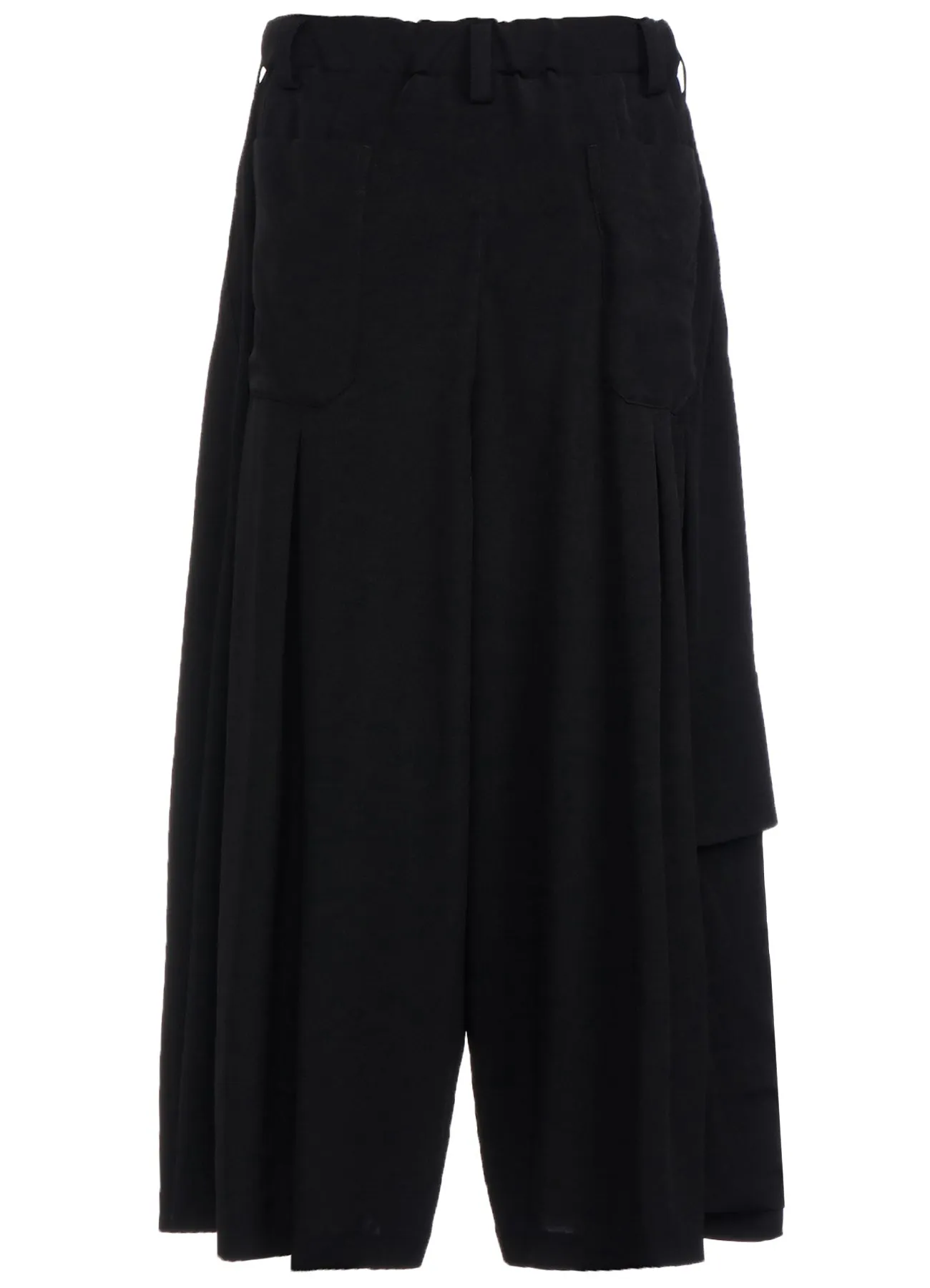 CREPE de CHINE CROPPED WIDE PANTS WITH GUSSETED FLAP POCKET