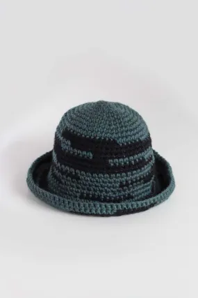 Crochet Bucket Hat - Teal/Black