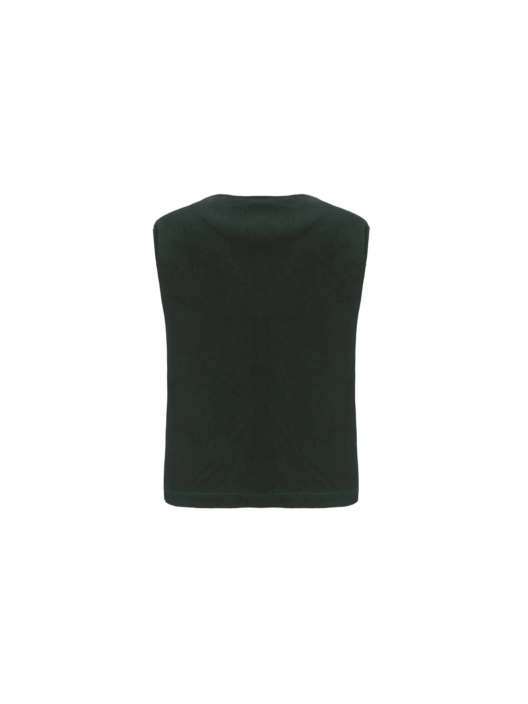 Cropped Double Breasted Twill Waistcoat