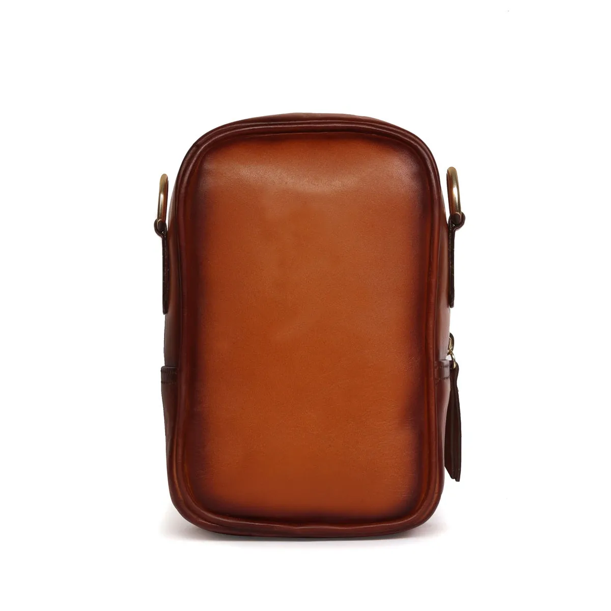 Cross-Body Bag In Tan Genuine Leather