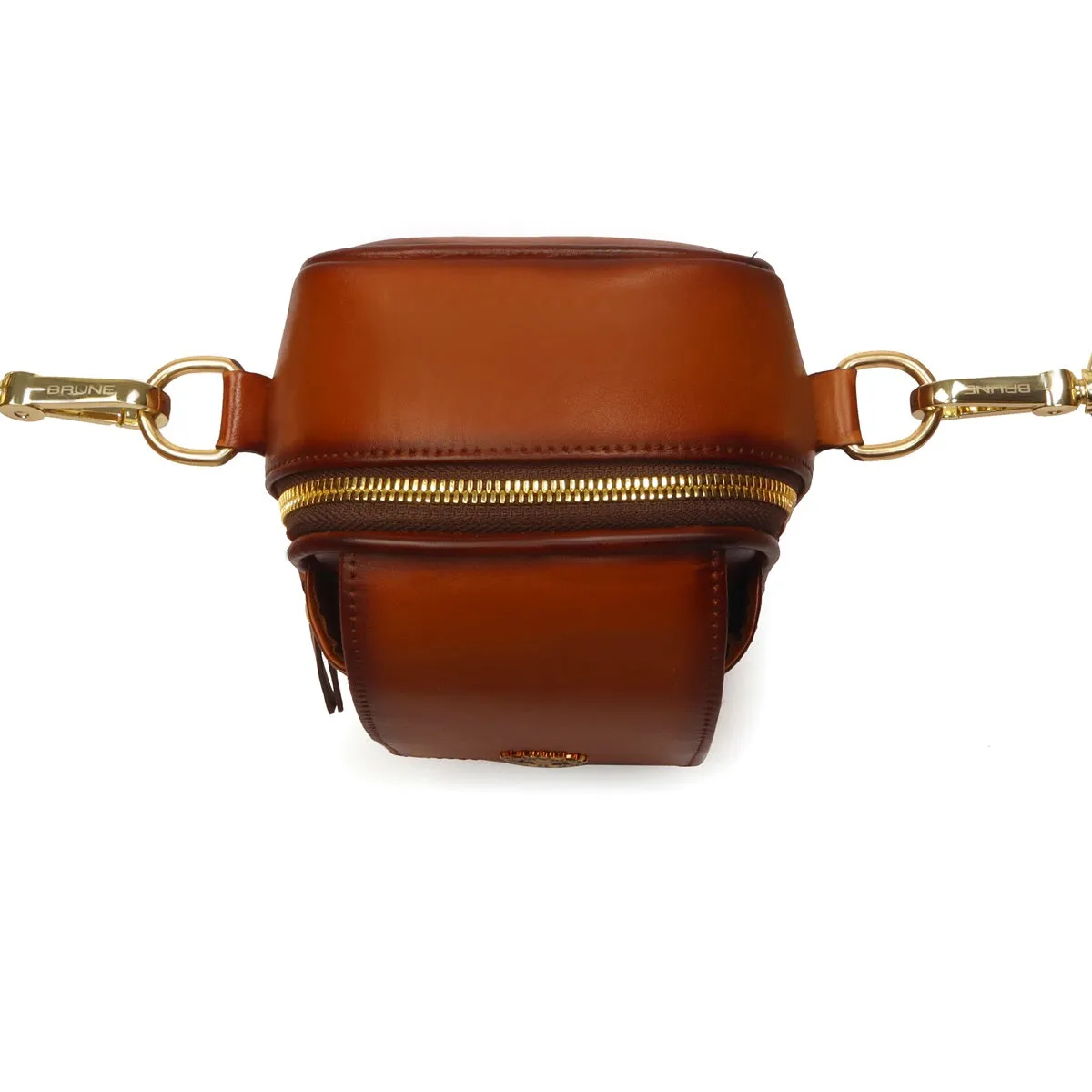 Cross-Body Bag In Tan Genuine Leather