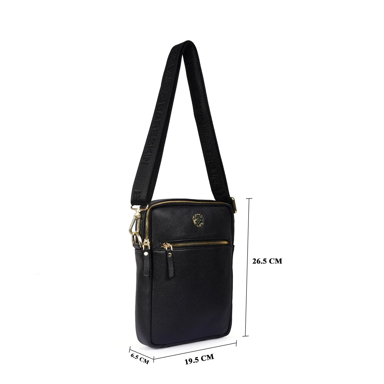 Cross-Body Bag in Textured Black Leather