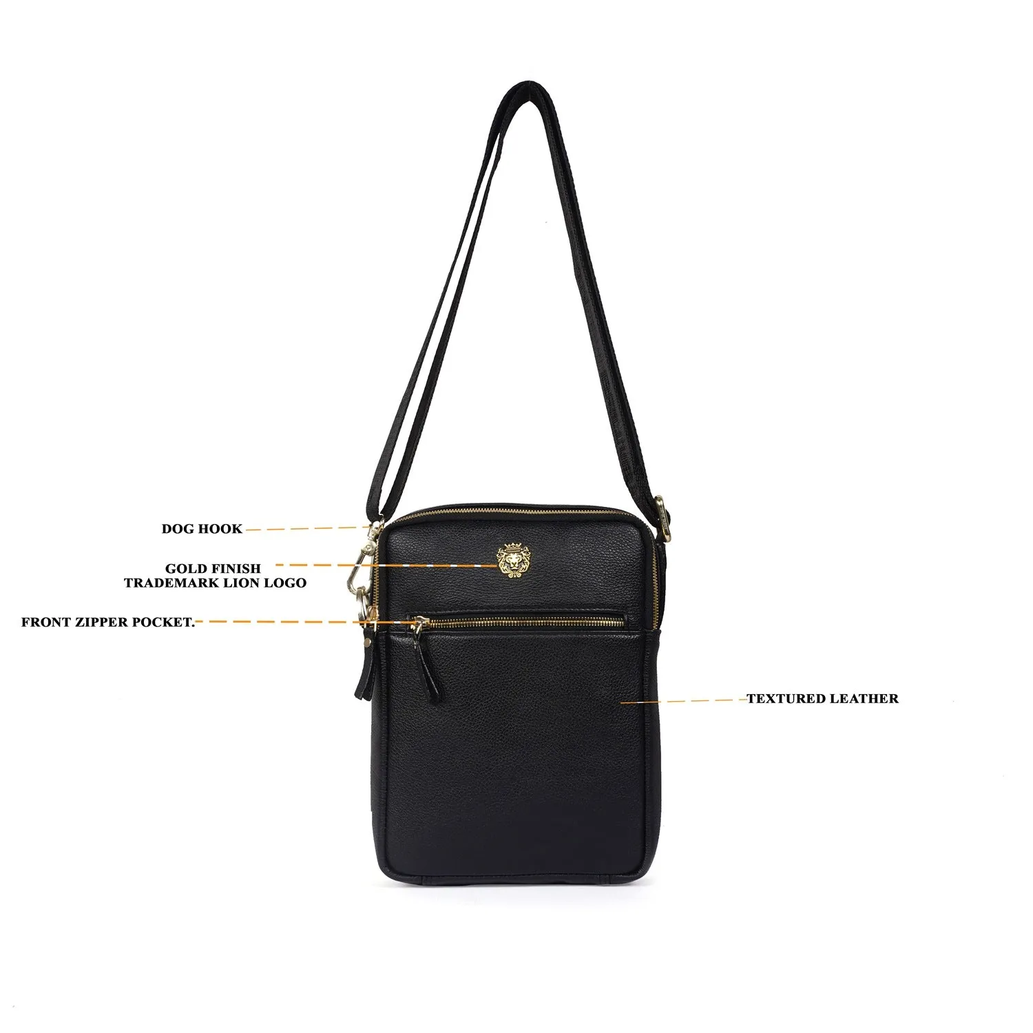 Cross-Body Bag in Textured Black Leather