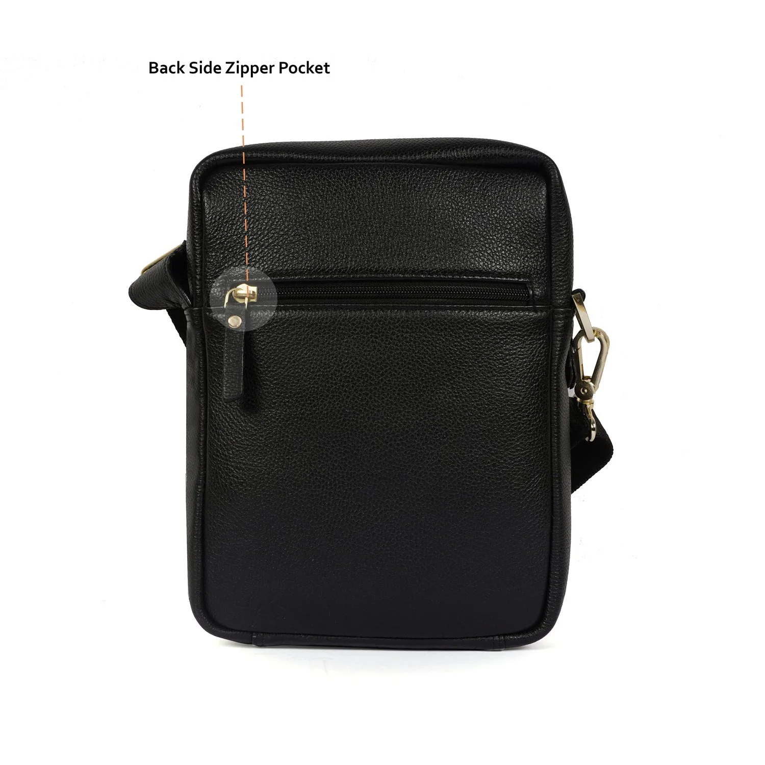 Cross-Body Bag in Textured Black Leather