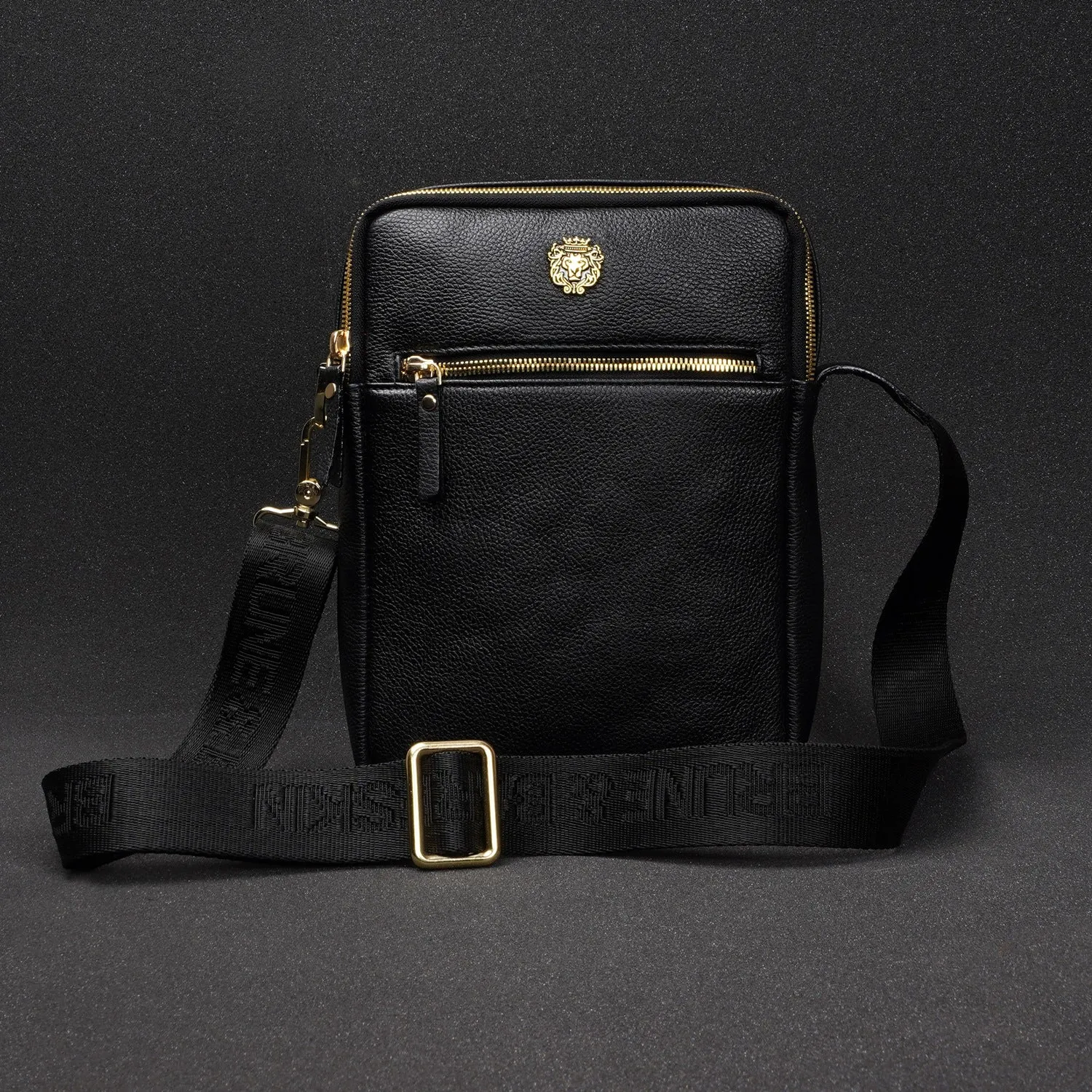 Cross-Body Bag in Textured Black Leather